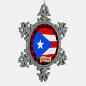 Puerto Rico, Büffel kariert, Puerto-Rico-Flagge Schneeflocken Zinn-Ornament (Links)