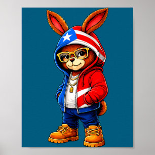 Puerto Rico Bunny Hoodie süßer Cartoon-Hase Poster