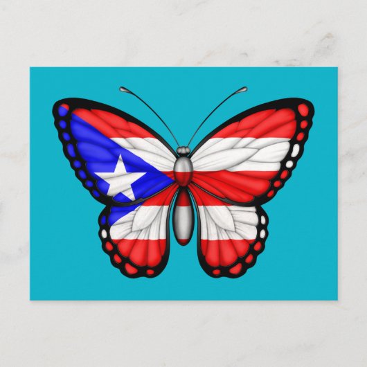 Puerto Rico Butterfly Flag Postkarte (Vorderseite)
