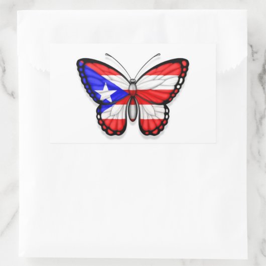 Puerto Rico Butterfly Flag Rechteckiger Aufkleber (Tasche)