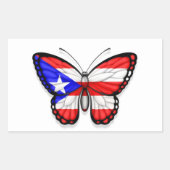 Puerto Rico Butterfly Flag Rechteckiger Aufkleber (Vorderseite)