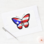 Puerto Rico Butterfly Flag Rechteckiger Aufkleber (Umschlag)