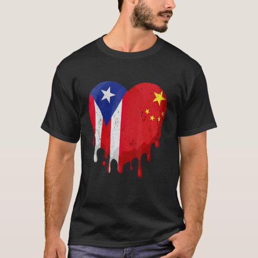 Puerto Rico China Flag Mitbürger Grown Patriot T-Shirt (Vorderseite)