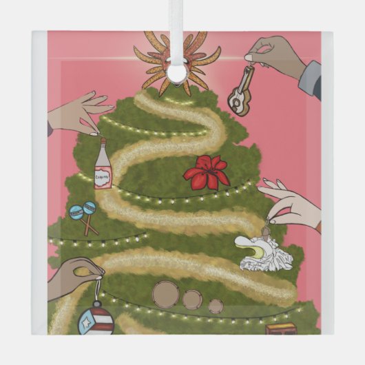 PUERTO RICO CHRISTMAS TREE ORNAMENT AUS GLAS (Vorderseite)