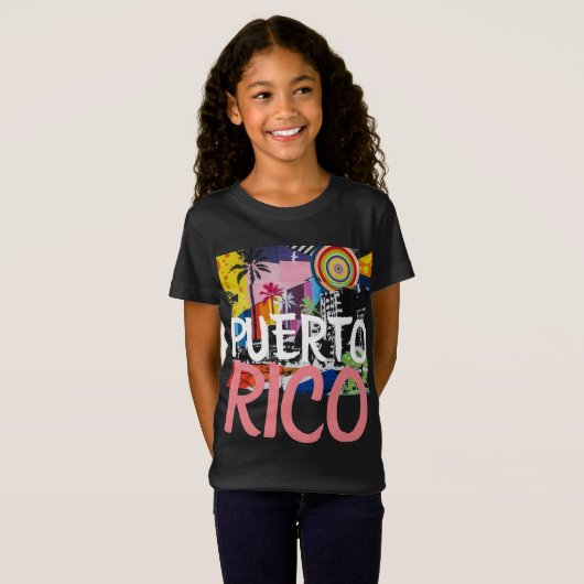 Puerto Rico cooler Graffiti-WandShirt, Mädchen T-Shirt (Vorne ganz)