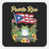 Puerto Rico Coquí Frog Boricua Pride Quadratischer Aufkleber (Vorderseite)