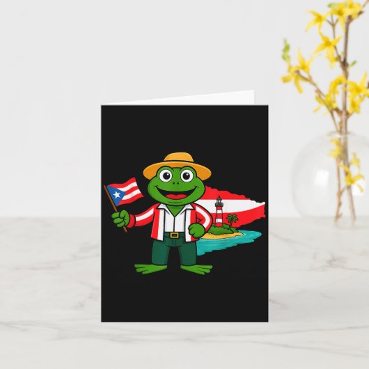 Puerto Rico Coqui Frog Flag Shirt For Men Women Ki Karte (Gelbe Blume)