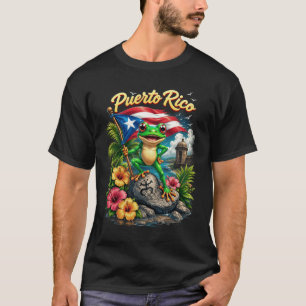 Puerto Rico Coqui Frosch Boricua Taino Flag Tropis T-Shirt