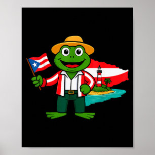 Puerto Rico Coqui-Frosch-Flag-Shirt für Männer Fra Poster