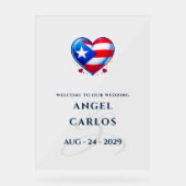 Puerto Rico Couple Heart Wedding Willkommen Acrylschild (Vorderseite)