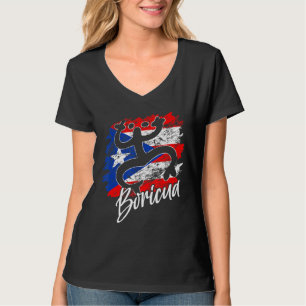 Puerto Rico Distressed Rican Roots Coqui Taino Bor T-Shirt