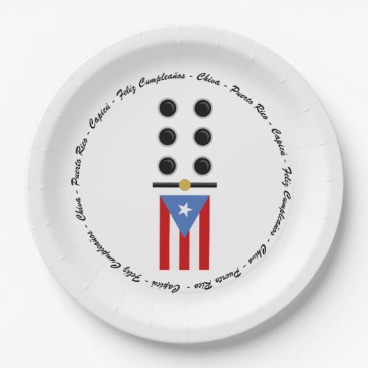 Puerto Rico Domino Papierplatte Pappteller (Vorderseite)