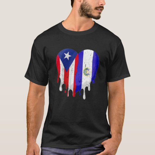 Puerto Rico El Salvador Flag Herz Grown Patriot C T-Shirt (Vorderseite)