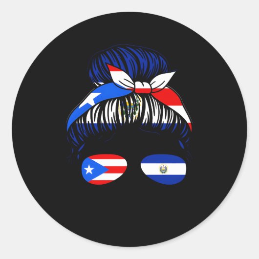 Puerto Rico El Salvador Flag Puerto Rican Messy Bu Runder Aufkleber (Vorderseite)