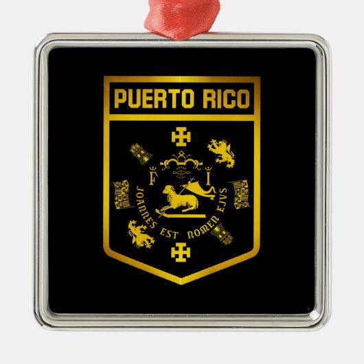 Puerto Rico Emblem Silbernes Ornament (Vorne)