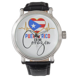 Puerto Rico en mi Corazon Puerto Rican Pride Armbanduhr