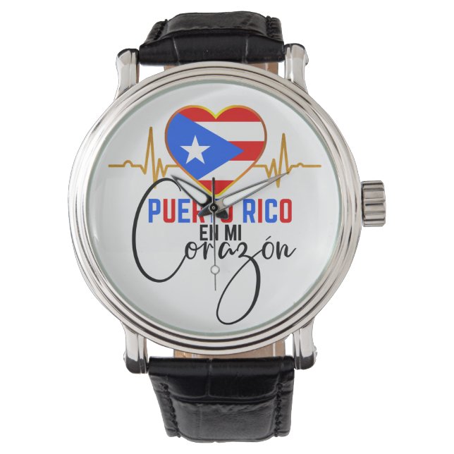 Puerto Rico en mi Corazon Puerto Rican Pride Armbanduhr (Vorderseite)