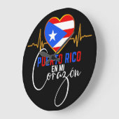 Puerto Rico en mi Corazon Puerto Rican Pride Große Wanduhr (Winkel)