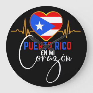 Puerto Rico en mi Corazon Puerto Rican Pride Große Wanduhr