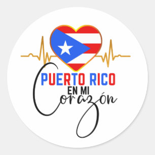 Puerto Rico en mi Corazon Puerto Rican Pride Runder Aufkleber