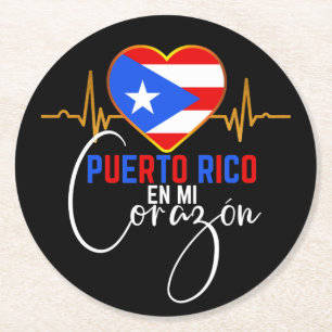Puerto Rico en mi Corazon Puerto Rican Pride Runder Pappuntersetzer