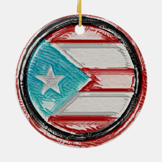 Puerto-Rico-Fahne Circle Ornament (Hinten)
