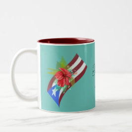 Puerto Rico Fahne mit flatter de maga Zweifarbige Tasse