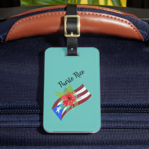Puerto Rico Fahne mit flora de maga boricua Gepäckanhänger
