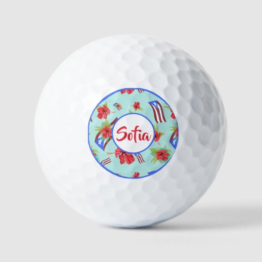 Puerto Rico Fahne mit flora de maga boricua Golfball (Vorderseite)