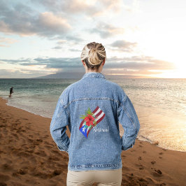 Puerto Rico Fahne mit flora de maga boricua Jeansjacke