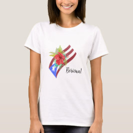 Puerto Rico Fahne mit flora de maga boricua T-Shirt
