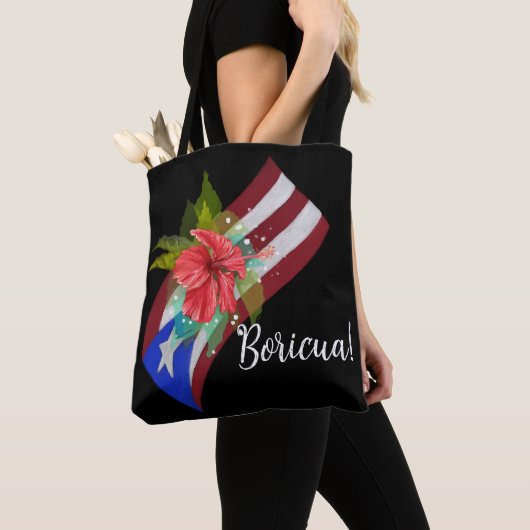 Puerto Rico Fahne mit flora de maga boricua Tasche (Von Nahem)