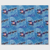 Puerto Rico Fahne Santa Sleigh Weihnachtsblatt Geschenkpapier (Flach)