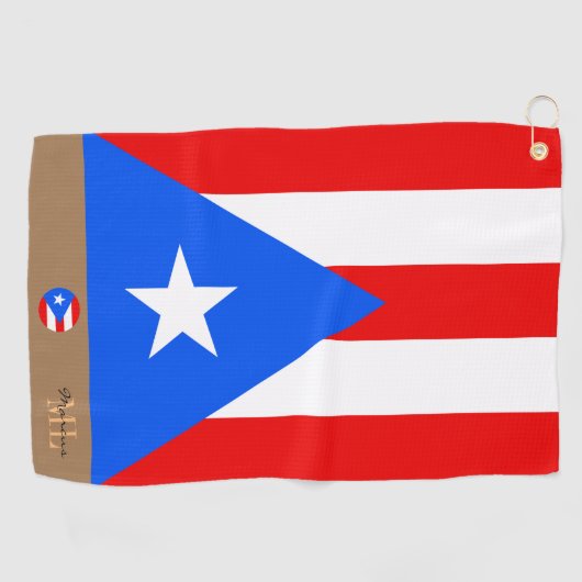 Puerto Rico Fahne und Puerto Rico mit Monogramm Golfhandtuch (Horizontal)