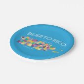 Puerto Rico Farbenfrohe Karte Pappteller (Schrägansicht)