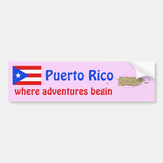 Puerto Rico Flag and Map Autoaufkleber (Vorne)