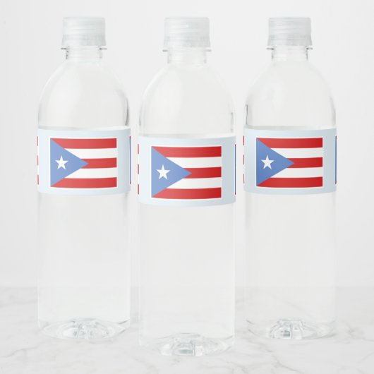 Puerto Rico Flag auf Light Blue Wasserflaschenetikett (Flaschen)