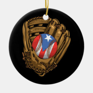 Puerto Rico Flag Baseball Sport Puerto Rico Baseb Keramik Ornament