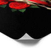 Puerto Rico Flag Bull Skull mit Rote Rosen Poster (Ecke)