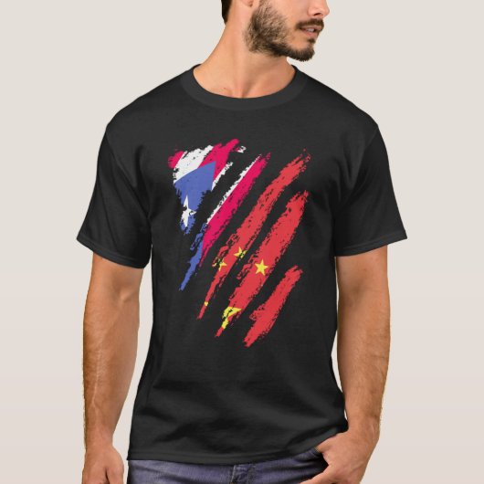 Puerto Rico Flag China Grown Patriot Country Strip T-Shirt (Vorderseite)