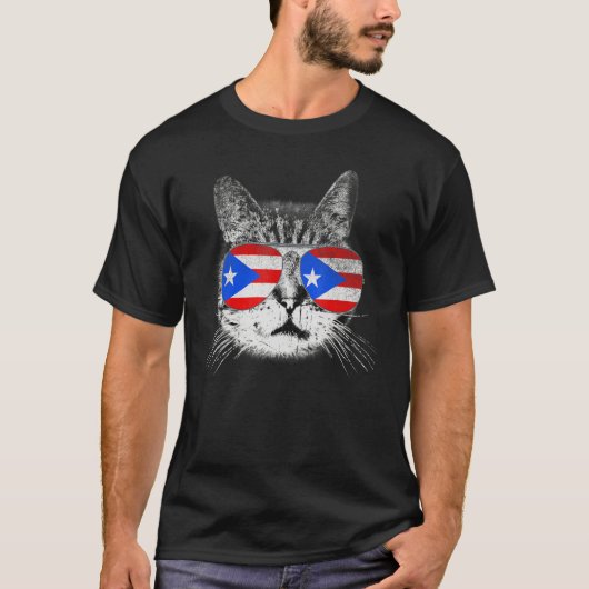 Puerto Rico Flag Country Roots Cat Prix Family T-Shirt (Vorderseite)