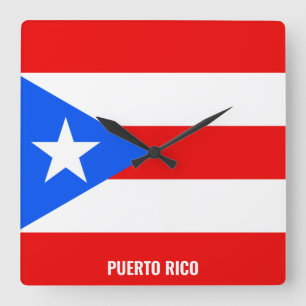Puerto Rico Flag Dazzling Patriotic Quadratische Wanduhr