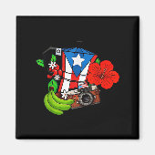 Puerto Rico Flag Floral Frog Boricua Women Hispani Magnet (Vorne)
