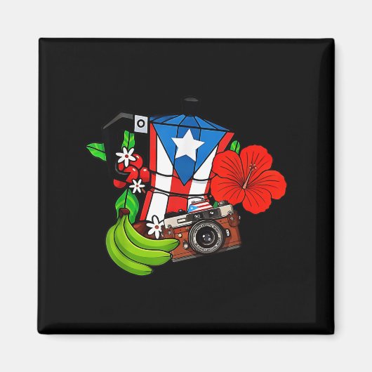 Puerto Rico Flag Floral Frog Boricua Women Hispani Magnet (Vorne)