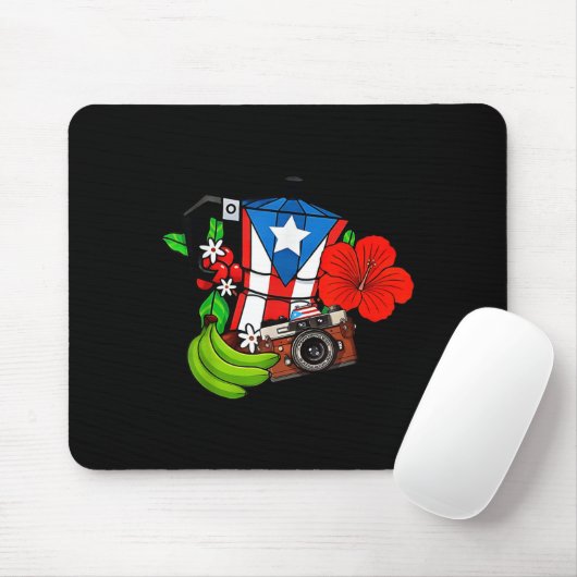 Puerto Rico Flag Floral Frog Boricua Women Hispani Mousepad (Mit Mouse)