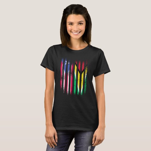 Puerto Rico Flag Guyana Grown Country Flags Stripe T-Shirt (Vorne ganz)