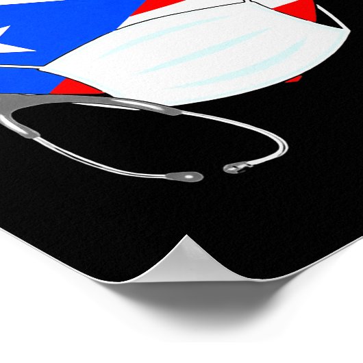 Puerto Rico Flag Herz Nurse 4. Juli Poster (Ecke)