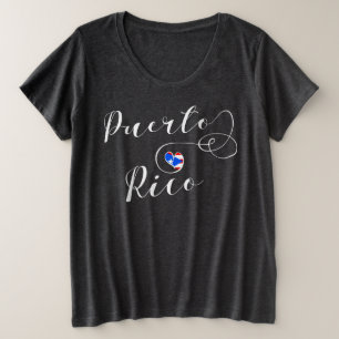 Puerto Rico Flag Herz, Puerto Rico Design Große Größe T-Shirt