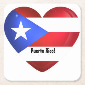 Puerto Rico Flag Herz Rechteckiger Pappuntersetzer (Vorderseite)