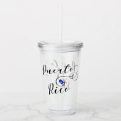 Puerto Rico Flag Herz-Script, Puerto-Rico-Flagge Acryltrinkbecher (Vorderseite)
